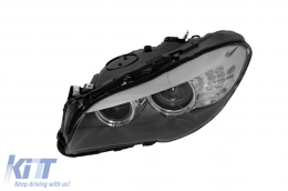 Left xenon headlight suitable for BMW 5 Series F10 sedan, F11 station wagon 2010-2013 with black base-image-6256819