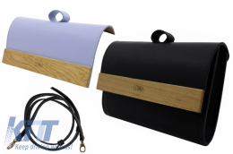 Lemnia Play Bag Purse with Interchangeable Flap Black/Bleu 2 in 1 - Handmade - COHBLEMNIAPLB