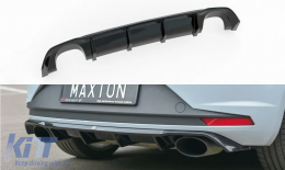 image-59-Leon Mk3 Max Rear Diffuser Left+Right Output Piano Black Vacuum Plastic / 2012-2016