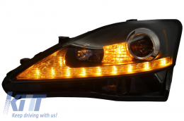 Lexus IS XE20 (2006-2013) LED DRL Első lámpák dinamikus kanyarodó, irányjelzőlámpa fekete kiadás-image-6022471