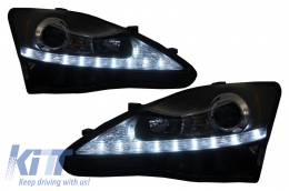 Lexus IS XE20 (2006-2013) LED DRL Első lámpák dinamikus kanyarodó, irányjelzőlámpa fekete kiadás-image-6022473