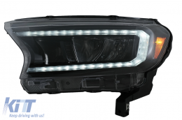 LHD Phares Barre lumineuse LED pour Ford Ranger 15-20 Plein boîtier noir Dynamique-image-6078827
