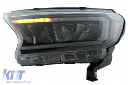 LHD Phares Barre lumineuse LED pour Ford Ranger 15-20 Plein boîtier noir Dynamique-image-6078832