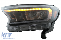 LHD Phares Barre lumineuse LED pour Ford Ranger 15-20 Plein boîtier noir Dynamique-image-6078834