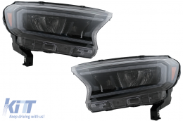 LHD Phares Barre lumineuse LED pour Ford Ranger 15-20 Plein boîtier noir Dynamique-image-6078838