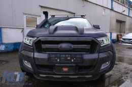 LHD Phares Barre lumineuse LED pour Ford Ranger 15-20 Plein boîtier noir Dynamique-image-6091447