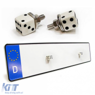 License plate screws - white dice - new