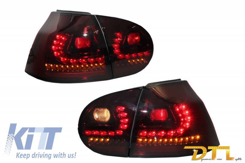 LITEC LED Taillights for VW Golf 5 V (2004-2009) Red/Smoke with Dynamic Sequential Turning Light - CarPartsTuning.com