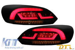 LITEC Lightbar LED Taillights suitable for VW SCIROCCO MK3 III (2008-2013) Black/Smoke with Dynamic Sequential Turning Light - RV41KLBSY