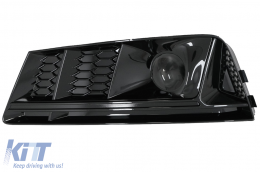 lökhárító alsó és oldal rács ACC fedőkkel Audi A4 B9 Szedán Avant (2016-2018) modellekhez, RS4 Dizájn, fekete-image-6067963