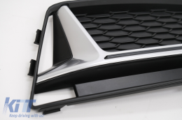 Lökhárító alsó hűtőrács oldal rácsok Audi A4 B9 szedán Avant S-Line (2016-2018) modellekhez, RS4 dizájn ezüst -image-6098495