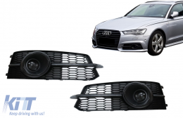 Lökhárító alsó oldal rács, AUDI A6 C7 4G S Line Facelift (2015-2018) modellekhez, fekete verzió-image-6069328