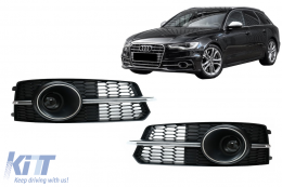 Lökhárító alsó oldalsó rács, AUDI A6 C7 4G S Line Facelift (2015-2018), króm-image-6069343