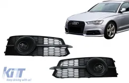 Lökhárító alsó oldalsó rács, AUDI A6 C7 4G S Line Facelift (2015-2018) modellekhez, fekete-image-6069328