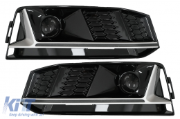 image-30-Lökhárító alsó rács és Oldal rács Audi A4 B9 S-Line Szedán Avant (2016-2018) modellekhez, RS4 Dizájn, ezüst
