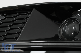 Lökhárító alsó rács és Oldal rács Audi A4 B9 S-Line Szedán Avant (2016-2018) modellekhez, RS4 Dizájn, fekete-image-6067989
