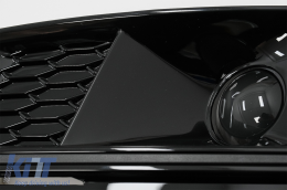 Lökhárító alsó rács és oldalrács Audi A4 B9 S-Line Szedán/Avant (2016-2018) modellekhez, RS4 Dizájn, fekete-image-6067989