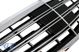 
Lökhárító króm hűtőráccsal MERCEDES S W222 2017-07-13 modellekhez, S65 design, három dupla csík-image-5994860
