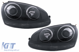 Предна Броня с Ксенон Look Фарове Черен подходящи за VW Golf 5 V Mk5 (2003-2007) Jetta (2005-2010) TFSI Дизайн-image-6043286