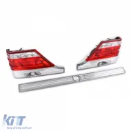 Luces traseras de vidrio claro con tira de bloqueo roja clara, adecuadas para Mercedes S-Class W140 94-98-image-6193530