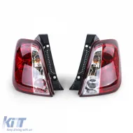 Luces traseras de vidrio claro rojas adecuadas para Fiat 500 2007-2015-image-6205342