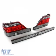 Luces traseras de vidrio claro rojas y negras con tira de bloqueo adecuadas para Mercedes S W140 94-98-image-6190537