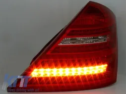 Luces traseras LED de tuning adecuadas para Mercedes Clase S W221 2006-2009 con intermitentes blancos-image-6144355