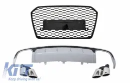 image-57-Luftverteiler für Audi A6 4G Facelift S-Line 15-18 Auspuffspitzen Kühlergrill