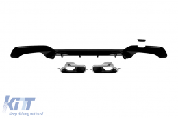 M Competition type diffuser with chrome tips suitable for rear M Technik bumper on BMW 3 Series G20 sedan, G21 touring 340i after 2019 -oo--oo-, black lacquer - ABBMRA6011822