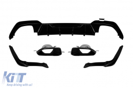 M Performance Design Design diffuser with black tips 340 suitable for rear M Technik bumper on BMW 3 Series G20, G21, G28 after 2019, -o---o-, black lacquer - ABBMRA6011586