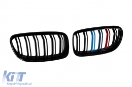 M3 stílusú dupla bordás vese hűtőrács, fekete lakk M dekorációval, BMW 3-as E90 sedan, E91 touring 2008-2012 modellekhez-image-6145677