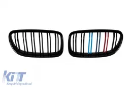 image-8-M3 style double ribbed kidney grilles, black lacquer with M decoration suitable for BMW 3 Series E90 sedan, E91 touring 2008-2012