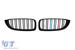 image-5-M4 style double slat kidneys, black lacquer with M decoration suitable for BMW Series 4 F32 Coupe, F33 Cabriolet, F36 Gran Coupe after 2013