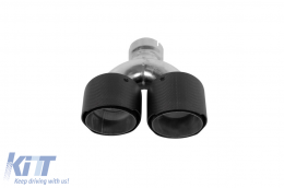 M5 style black exhaust tips set suitable for BMW 5 Series F10, F11 2010-2017-image-6139330
