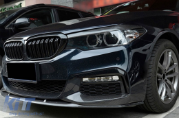 M5 style double slat kidney grilles in black lacquer suitable for BMW 5 Series G30 sedan, G31 touring 2017-2020-image-6265540