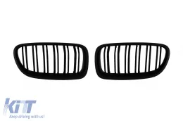 image-35-M5 type double rib kidneys in matte black suitable for BMW 5 Series F10 sedan, F11 touring 2010-2017