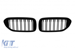 M5 type double slats kidney grilles in black lacquer suitable for BMW 5 Series G30 sedan, G31 touring 2017-2020 - ABBMGR6007195