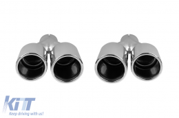 M5 type exhaust tips suitable for BMW 5 Series E60, E61, F10, F11 chrome-image-6155572