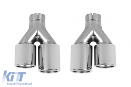 M5 type exhaust tips suitable for BMW 5 Series E60, E61, F10, F11 chrome-image-6155573