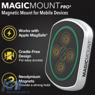 Magnetic Window Dash Mount suitable for Scosche MP2WD-XTSP with Interchangeable Silver Trim and 2 Magic Plates