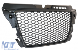 Márkajelzés nélküli első hűtőrács Audi A3 8P facelift (2007-2012) RS Design zongoralakk fekete-image-6009776
