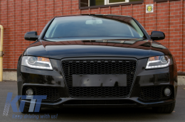 Márkajelzés Nélküli Első Rács Audi A4 B8 (2008-2011) RS4 Design Matt Fekete-image-6064029