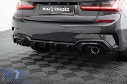 Maxton Design diffuser suitable for rear bumper of BMW 3 Series G20 sedan, G21 touring with M package 2018-2022, black lacquer, suitable for vehicles with towbar-image-6236147
