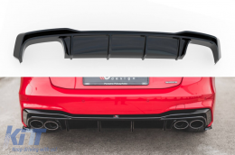 Maxton Design diffuser suitable for rear S-Line bumper on Audi A7 C8 after 2017, black lacquer - ABAUSX6008166