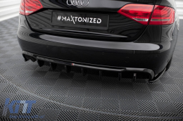 Maxton Design diffuser suitable for standard rear bumper of Audi A4 B8 sedan, wagon 2007-2011, black lacquer-image-6235580