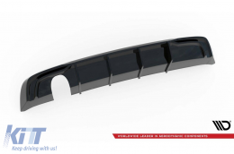 Maxton Design Diffusor geeignet für den Heckstoßfänger des Audi A3 Sportback 8V 2016-2020, mit einfacher Auspuffanlage, schwarz lackiert-image-6140115