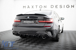 Maxton Design Diffusor geeignet für die Heckstoßstange des BMW 3er G20 Limousine, G21 Touring mit M-Paket 2018-2022, schwarzer Lack, geeignet für Fahrzeuge mit Anhängerkupplung-image-6236150