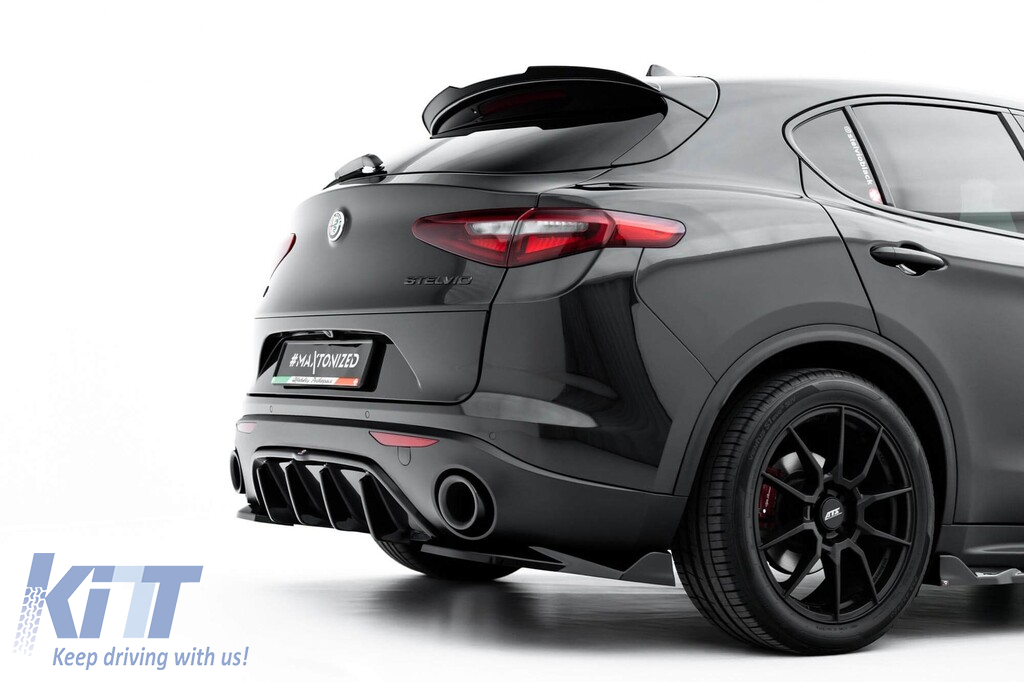Maxton Design hátsó lökhárító diffúzor toldat Alfa Romeo Stelvio 2016-tól, fekete fényes-image-6132189