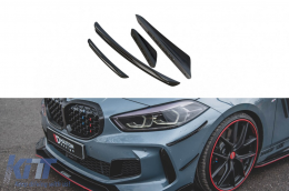 Maxton Design side add-ons suitable for front M Technik, M135i bumper for BMW 1 Series F40 after 2019, black lacquer - ABBMSX6008395