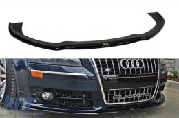 image-3-Maxton Design spoiler suitable for front S8 bumper on Audi A8 D3 2006-2010, black lacquer